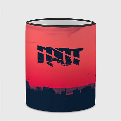 Кружка цветная ГРОТ ЛОГО НА ФОНЕ ЗАКАТА / 3D-Черный кант – фото 2