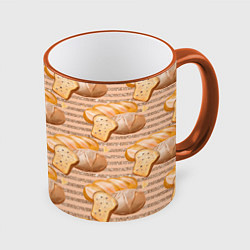 Кружка 3D Выпечка - хлеб и булочки, цвет: 3D-оранжевый кант