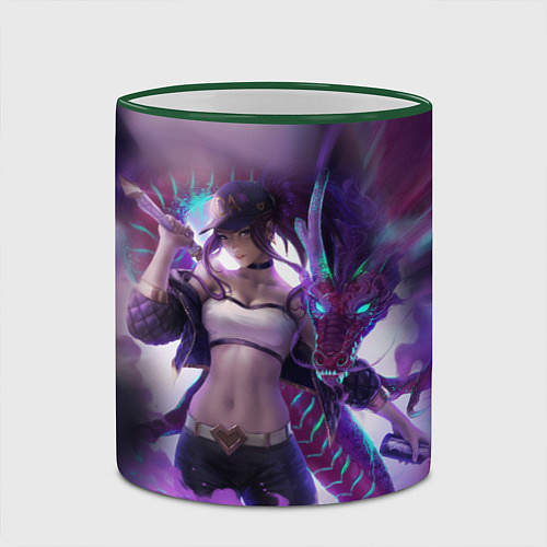 Кружка цветная LEAGUE OF LEGENDS AKALI ЛИГА ЛЕГЕНД АКАЛИ / 3D-Зеленый кант – фото 2