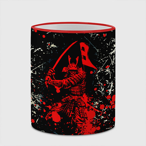 Кружка цветная Красный Японский Самурай Samurai / 3D-Красный кант – фото 2