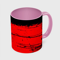 Кружка 3D КРАСНЫЙ ГРАНЖ RED GRUNGE, цвет: 3D-белый + розовый