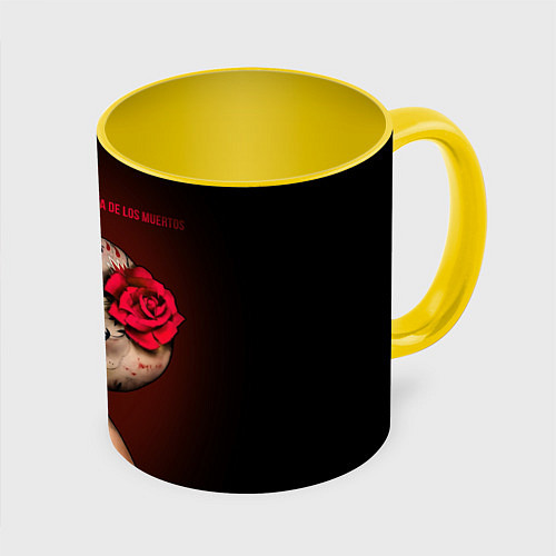 Кружка цветная Ведьма с красной розой / 3D-Белый + желтый – фото 1