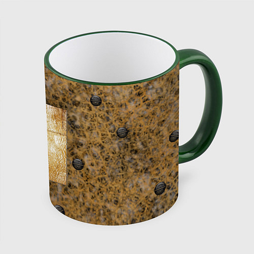 Кружка цветная Damiano David Фотосессия с мячом / 3D-Зеленый кант – фото 1