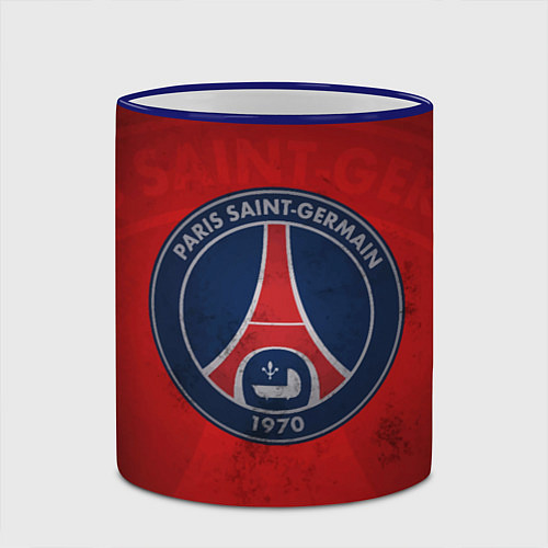 Кружка цветная Paris Saint-Germain / 3D-Синий кант – фото 2