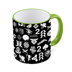 Кружка 3D DESTINY 2 PATTERN GAME LOGO ДЕСТИНИ 2 ПАТТЕРН СИМВ, цвет: 3D-светло-зеленый кант