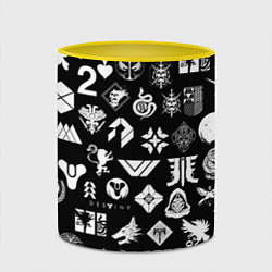 Кружка 3D DESTINY 2 PATTERN GAME LOGO ДЕСТИНИ 2 ПАТТЕРН СИМВ, цвет: 3D-белый + желтый — фото 2