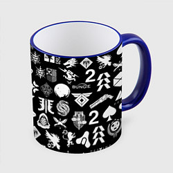 Кружка 3D DESTINY 2 PATTERN GAME LOGO ДЕСТИНИ 2 ПАТТЕРН СИМВ, цвет: 3D-синий кант