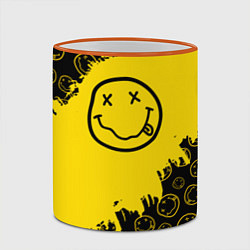 Кружка 3D Nirvana Smile Нирвана Рваный Паттерн, цвет: 3D-оранжевый кант — фото 2