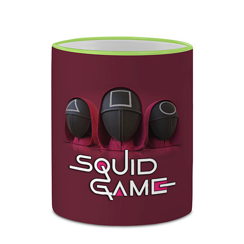 Кружка цветная ИГРА В КАЛЬМАРА ТРИО SQUID GAME TRIO / 3D-Светло-зеленый кант – фото 2