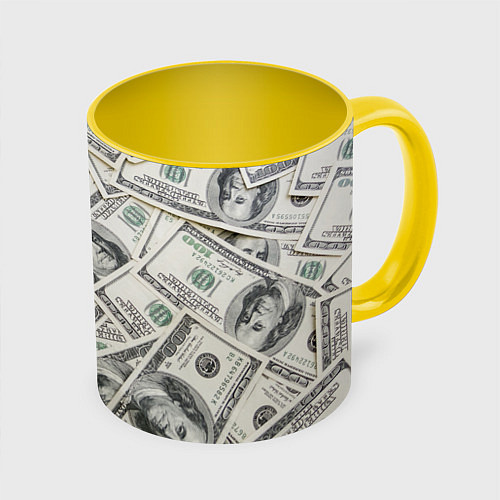 Кружка цветная Dollars money / 3D-Белый + желтый – фото 1
