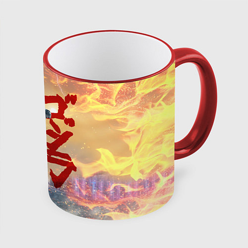 Кружка цветная ГОДЗИЛЛА АТАКУЕТ! / 3D-Красный кант – фото 1