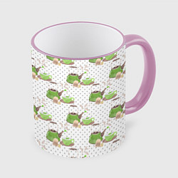 Кружка 3D Зеленый чай, цвет: 3D-розовый кант