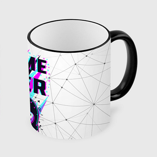 Кружка цветная Game OVER - NEON 3D / 3D-Черный кант – фото 1