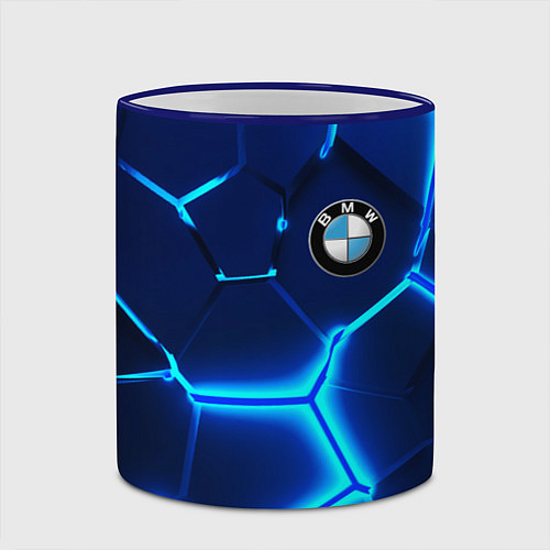 Кружка цветная BMW LOGO 3Д ПЛИТЫ ГЕОМЕТРИЯ / 3D-Синий кант – фото 2