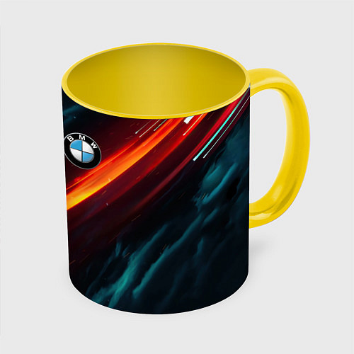 Кружка цветная BMW M PERFORMANCE NEON БМВ М НЕОН / 3D-Белый + желтый – фото 1
