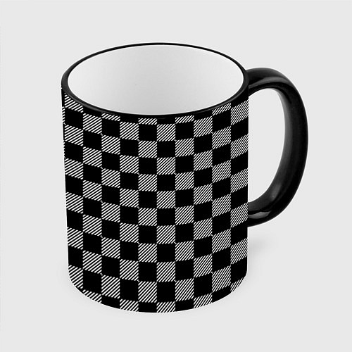 Кружка цветная Шахматные Клетки / 3D-Черный кант – фото 1