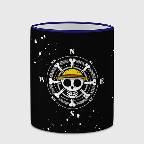 Кружка цветная ONE PIECE ВАН ПИС ЧЕРЕП БРЫЗГИ КРАСОК / 3D-Синий кант – фото 2