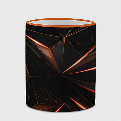 Кружка цветная Геометрическая абстракция / 3D-Оранжевый кант – фото 2