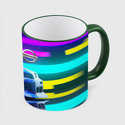 Кружка 3D NISSAN GT-R SKYLINE, цвет: 3D-зеленый кант