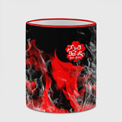 Кружка 3D Чёрный клевер: Пламя, цвет: 3D-красный кант — фото 2