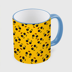 Кружка 3D FORTNITE BANANA FACE PATTERN ФОРТНАЙТ ЛИЦО БАНАНА, цвет: 3D-небесно-голубой кант