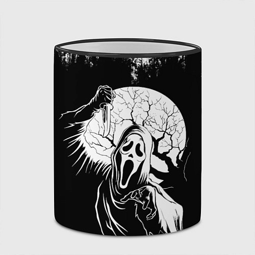 Кружка цветная Крик Хэллоуин Хоррор Scream Halloween / 3D-Черный кант – фото 2