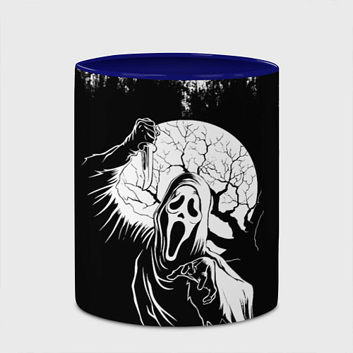 Кружка цветная Крик Хэллоуин Хоррор Scream Halloween / 3D-Белый + синий – фото 2