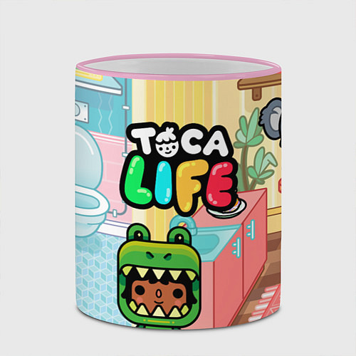Кружка цветная Toca Life: Crocodile / 3D-Розовый кант – фото 2