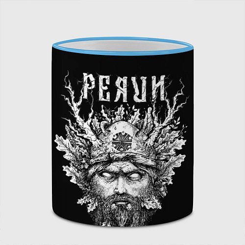Кружка цветная Славянский бог Перун / 3D-Небесно-голубой кант – фото 2