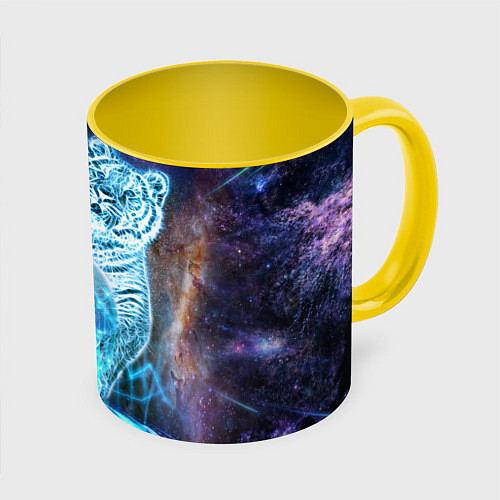 Кружка цветная Звездный тигр / 3D-Белый + желтый – фото 1