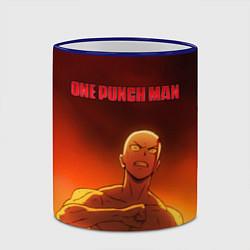 Кружка 3D Сайтама в огне One Punch-Man, цвет: 3D-синий кант — фото 2