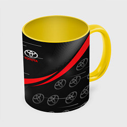 Кружка 3D ТОЙОТА TOYOTA RED LINES, цвет: 3D-белый + желтый