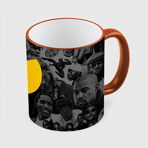 Кружка цветная WU-TANG CLAN ЛЕГЕНДЫ РЕПА / 3D-Оранжевый кант – фото 1