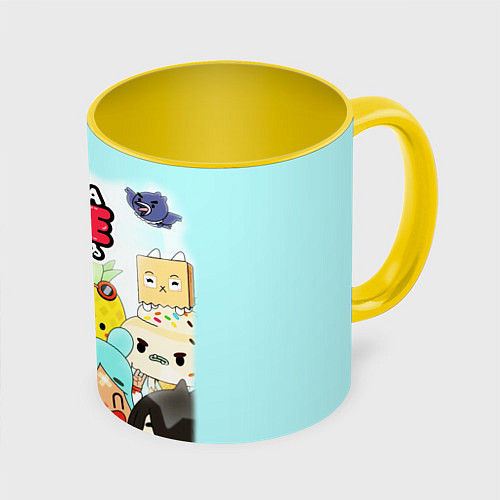 Кружка цветная Toca Boca Тока Бока все персонажи / 3D-Белый + желтый – фото 1