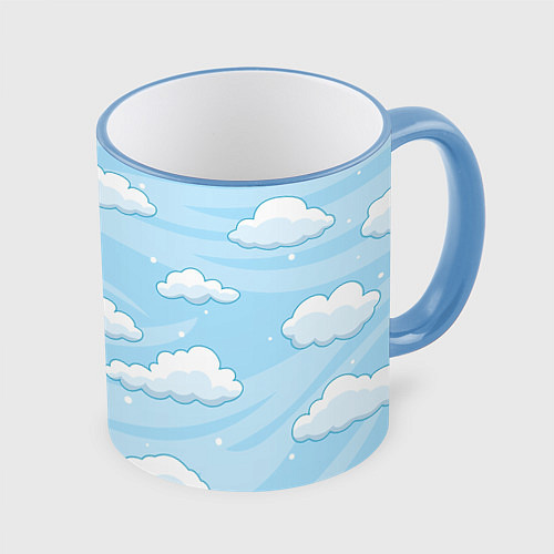 Кружка цветная Зимние облака / 3D-Небесно-голубой кант – фото 1