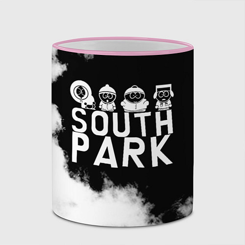 Кружка цветная Все пацаны на черном фоне Южный Парк / 3D-Розовый кант – фото 2