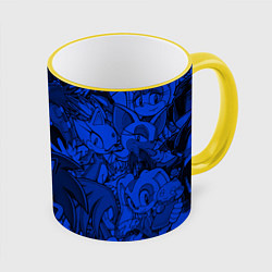 Кружка 3D SONIC BLUE PATTERN СИНИЙ ЁЖ, цвет: 3D-желтый кант