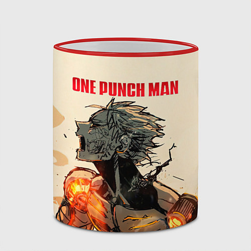 Кружка цветная Разрушение Геноса One Punch-Man / 3D-Красный кант – фото 2