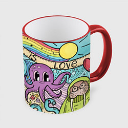 Кружка 3D All you need is The Beatles, цвет: 3D-красный кант