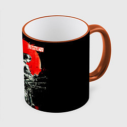 Кружка 3D Ван пис зоро самурай на черном фоне, цвет: 3D-оранжевый кант