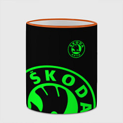 Кружка 3D SKODA GREEN LOGO BLACK STYLE, цвет: 3D-оранжевый кант — фото 2