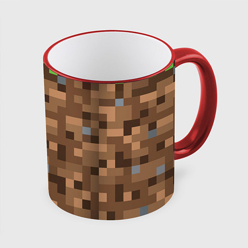 Кружка цветная ЗЕМЛЯ DIRT MINECRAFT / 3D-Красный кант – фото 1