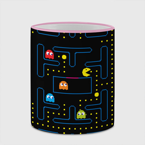Кружка цветная Пиксельный Пакман / 3D-Розовый кант – фото 2
