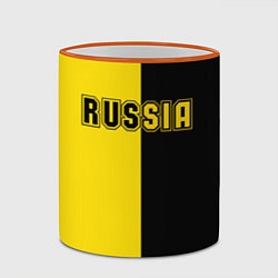 Кружка 3D Россия черно желтое RUSSIA - BORUSSIA, цвет: 3D-оранжевый кант — фото 2