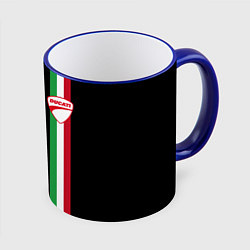 Кружка 3D DUCATI MOTOCYCLE ITALY LINE, цвет: 3D-синий кант