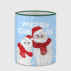 Кружка 3D С Рождеством! Совы, цвет: 3D-зеленый кант — фото 2
