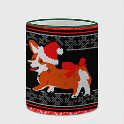 Кружка 3D Новогодний корги Новый Год, цвет: 3D-зеленый кант — фото 2