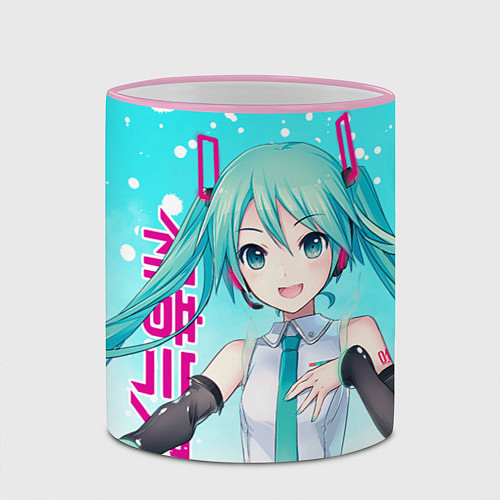 Кружка цветная Hatsune Miku, Мику Хацунэ / 3D-Розовый кант – фото 2