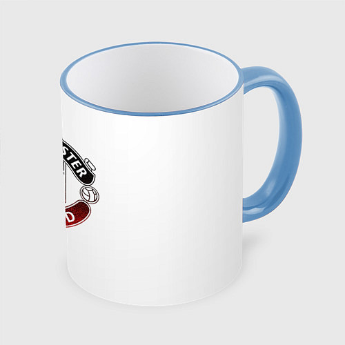 Кружка цветная Манчестер Юнайтед - гордость и слава / 3D-Небесно-голубой кант – фото 1