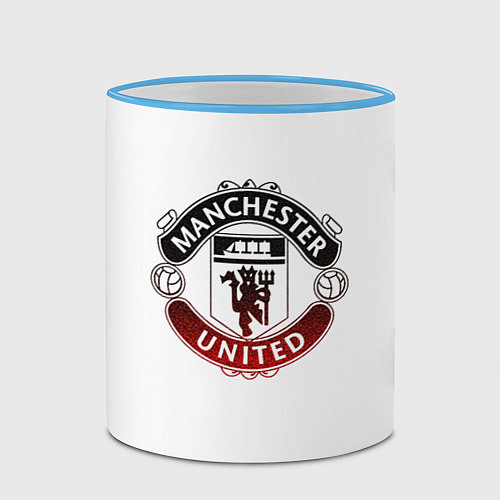 Кружка цветная Манчестер Юнайтед - гордость и слава / 3D-Небесно-голубой кант – фото 2